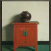 Chinese pot on red chest